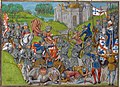 La batalla de Aljubarrota en la ilustración de un manuscrito medieval.