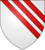 Argent, three bendlets enhanced gules