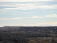 Fort Hays escarpment southeast of Cedar Bluff Reservoir dam.