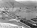 Construction of the original dam. The left section would be demolished in the late sixties to make way for powerhouse #3