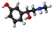 Ball-and-stick model of the phenylephrine molecule