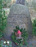 Memorial stone to Arvid and Mildred Harnack at Friedhof Zehlendorf cemetery at 33 Onkel-Tom-Straße, Berlin-Zehlendorf