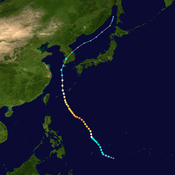 颱風艾雲尼的路徑圖