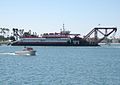 HR Morris of the Manson Construction fleet, a Cutter Suction Pipeline Dredge, working on Mission Bay, San Diego, CA, USA