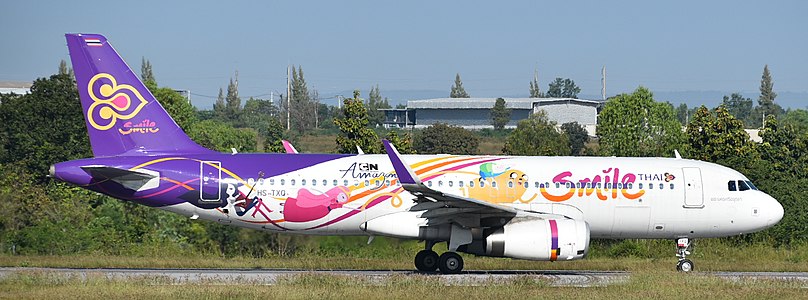 停放在泰國孔敬的空中巴士A320（SL）客機（2016年）