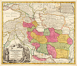 A map of the Safavid empire-Imperii Persici (Persian Empire) drawn by Johann Homann.