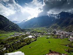 Aerial view of the town