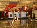 A hall in Bishkek's Soviet-era Lenin Museum decorated with the flags of Soviet Republics