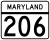 Maryland Route 206 marker