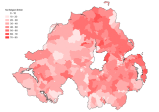 Percentage of professing no religion identifying as British