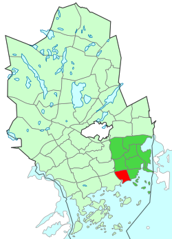 Location of Haukilahti within Espoo