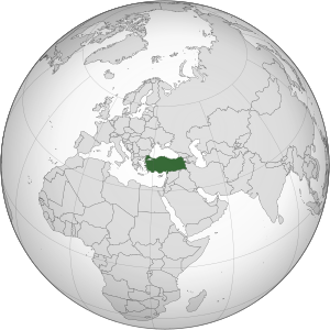 Orthographic projection map of Turkey