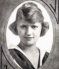 A black and white photograph of Zelda in her high school photo.