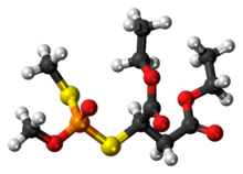 Ball-and-stick model of the isomalathion molecule