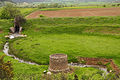 Collecting basin, stone rake, ponor (behind viewer), Peloponnese