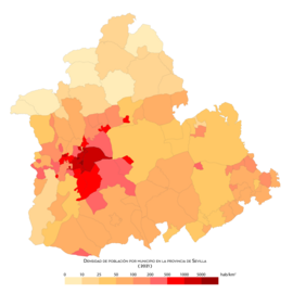 Mapa de población por municipios de la provincia de Sevilla[12]​