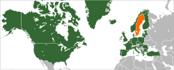 Map indicating locations of NATO and Sweden