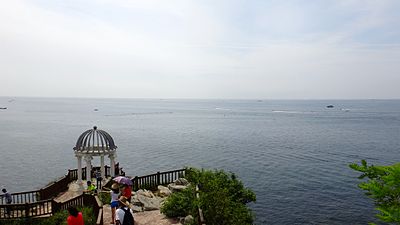 A pavilion overlooking the sea