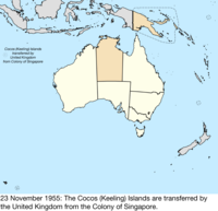 Map of the change to Australia on 23 November 1955