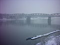 The Po river at Cremona, in a foggy winter day.