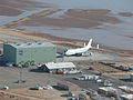 One of the SCAs at its Dryden Flight Research Center home, with a very wet Rogers Dry Lake behind it.