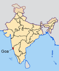 Map of India showing location of Goa