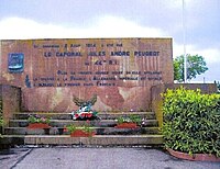 Memorial at Joncherry to the first Frenchman killed in 1914.