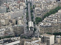 Sèvres-Lecourbe station elevated view with Cambronne station in the background