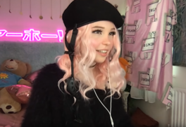 2020: Social media influencer Belle Delphine wearing an all-black e-girl outfit.