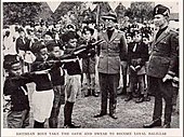 Eritrean children vow allegiance to Mussolini's National Fascist Party.