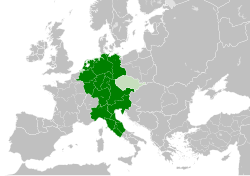 The Holy Roman Empire in 1000, with the Duchy of Bohemia in light green