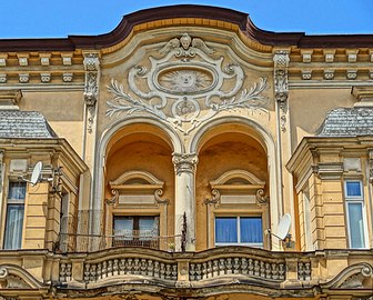 Detail of the top floor balcony