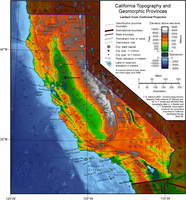 A topographic map of California