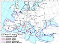 Image 5A map showing the main trade routes for goods within late medieval Europe (from Economics)