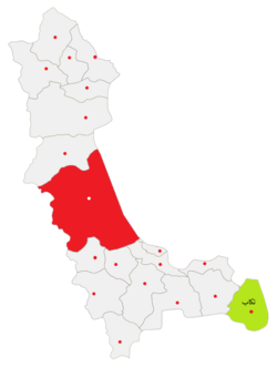 Location of Takab County in West Azerbaijan Province.