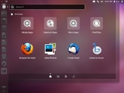 Ubuntu Start menu (part of the Unity desktop environment)