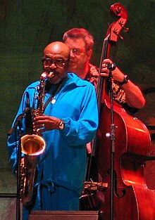 Moody with Todd Coolman at a jazz festival