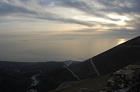 The Ionian sea at sunset seen from the Llogara pass.