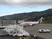 A Swiftair Boeing 737–300(SF) at Funchal Airport. These aircraft are quite rare.