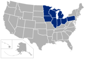 A map of the Big Ten as it existed between 1990 and 2011