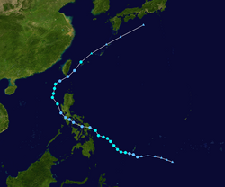 熱帶風暴彩雲的路徑圖