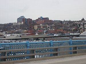 Lower & Central Lawrenceville from the 31st Street Bridge. Children's Hospital is the dominant structure in the centre.