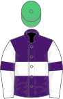 Purple, White hoop, White sleeves, Purple armlets, Emerald Green cap