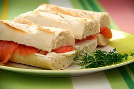 Smoked salmon and cream cheese sandwiches