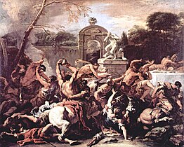 Pintura de Sebastiano Ricci, de centauros en las bodas de Pirítoo, rey de los lapitas.