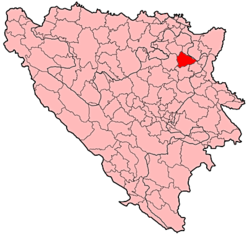 Location of Tuzla within Bosnia and Herzegovina.