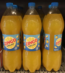 Bottles of Zingo on a store shelf