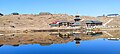 Dry winter view of Prashar Lake and temple