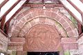 Tympanum showing Christ in Majesty with four attendant angels, Rowlestone, Herefordshire, UK