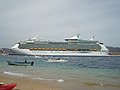 The Mariner of the Seas anchored on a cloudy day in Cabo San Lucas